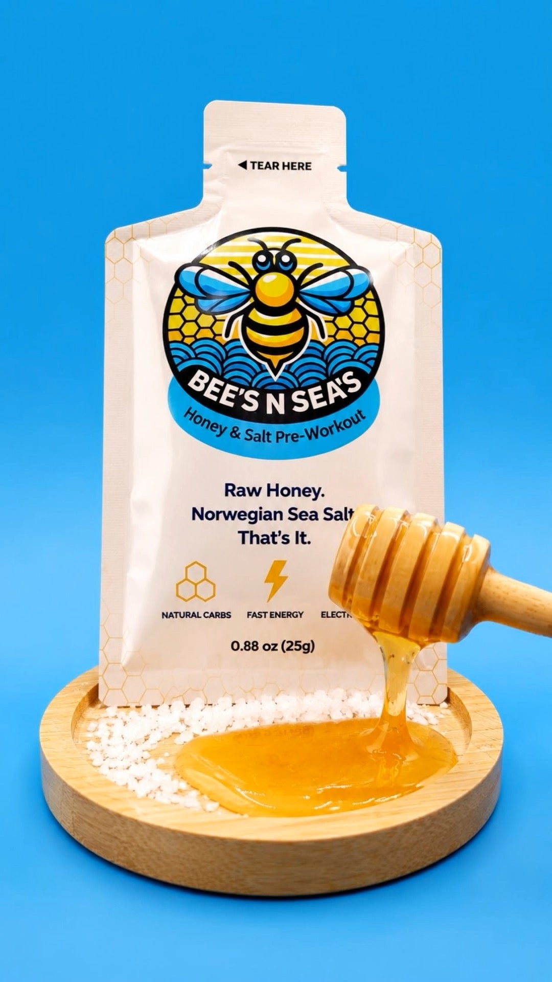 Raw Honey and Norwegian Sea Salt Pre-Workout Packet: 8-1-oz Packets